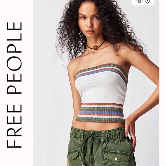 NWOT Free People Over The Rainbow Metallic Stripe Tube Top S - Picture 1 of 9